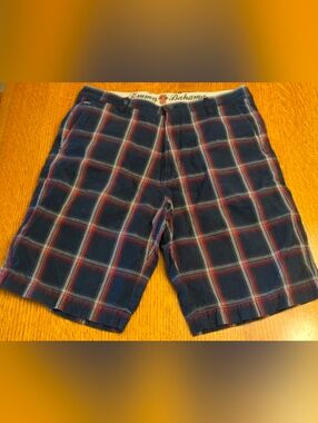 Tommy Bahama Linen/Cotton Shorts  Blue, Red White Plaid- Paradise Nation Size 34